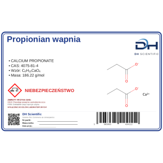 Propionian wapnia, CAS 4075-81-4 — etykieta produktu chemicznego