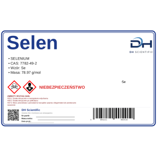 Selen 10 g, CAS 7782-49-2 — etykieta produktu chemicznego