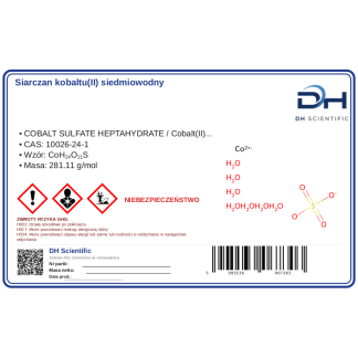Siarczan kobaltu(II) 7-wodny, CAS 10026-24-1 — etykieta produktu chemicznego