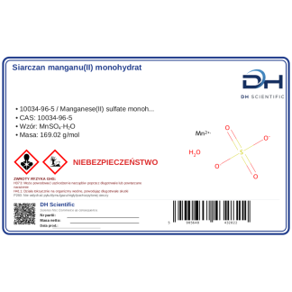 Siarczan manganu(II) jednowodny, CAS 10034-96-5 — etykieta produktu chemicznego