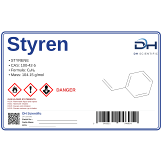 Styren 100-42-5, CAS 100-42-5 — etykieta produktu chemicznego