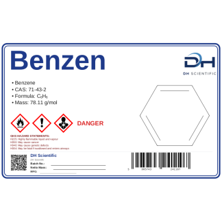 Benzen, CAS 71-43-2 — odczynnik, CAS 71-43-2 — etykieta produktu chemicznego