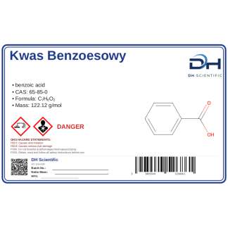 Kwas benzoesowy, CAS 65-85-0 — odczynnik, CAS 65-85-0 — etykieta produktu chemicznego