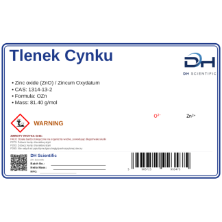 Tlenek cynku, 250g, CAS 1314-13-2 — odczynnik, CAS 1314-13-2 — etykieta produktu chemicznego