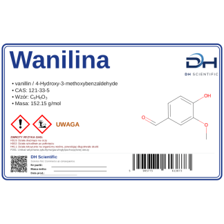 Wanilina aromat, 50g, CAS 121-33-5 — odczynnik, CAS 121-33-5 — etykieta produktu chemicznego