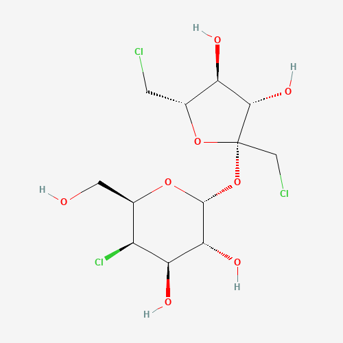 Szkielet 2D Sukraloza, CAS 56038-13-2, wzór C12H19Cl3O8
